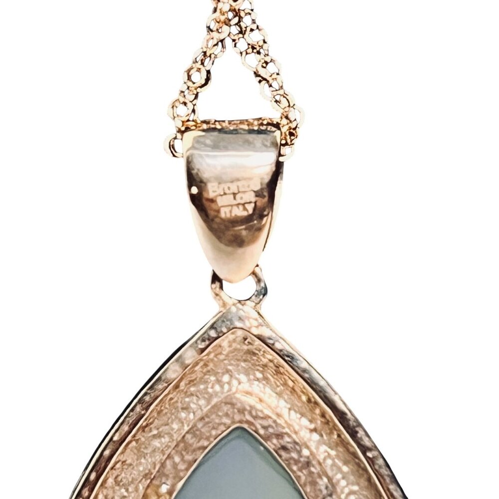Bronzo Italia Rose Gold Tone Necklace With Black Druzy Teardrop Pendant (6292) - Picture 4 of 8